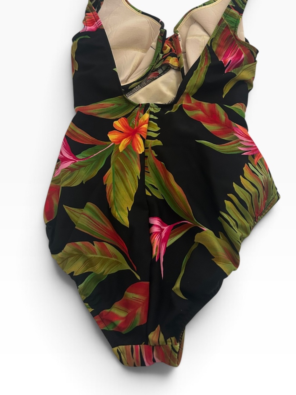 Miraclesuit Black Tropical Leaf One-Piece Swimsuit with Pink Accents - Picture 3 of 3